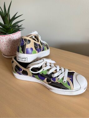 Converse Jack Purcell Low Candied Ginger Camo Sneakers Purple Green Leather 7